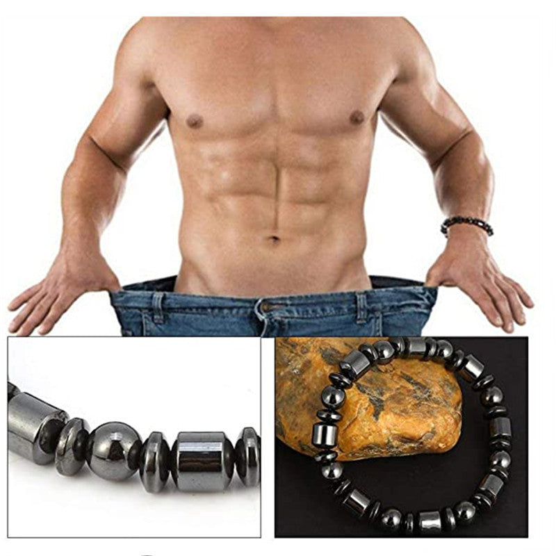 Weight Loss Magnetic Therapy Bracelet – Slimming, Pain Relief & Health Support for Men & Women | Stylish Hematite & Magnetite Design