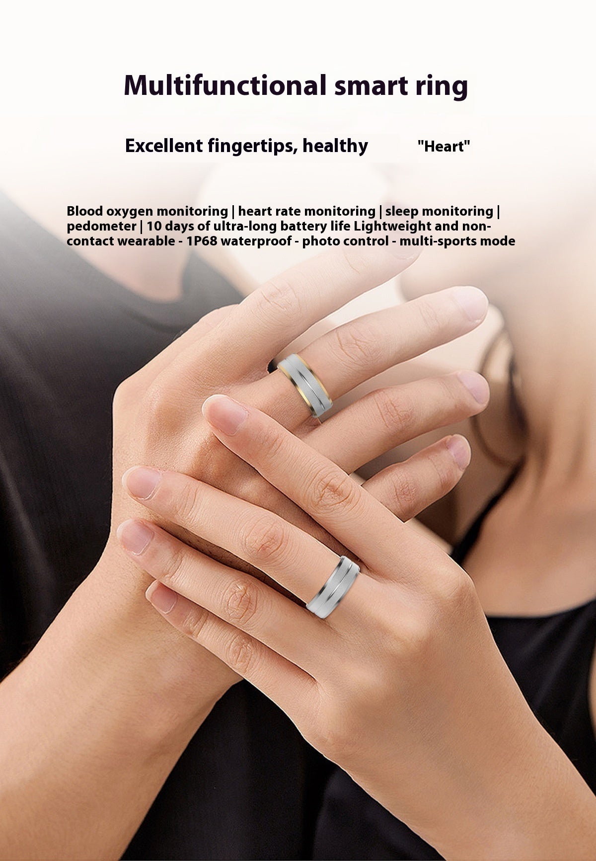 Smart Ring for Men and Women – Heart Rate, Blood Oxygen Monitor, Multi-Sport Modes, Sleep Tracker, IP68 Waterproof, Compatible with Android & iOS
