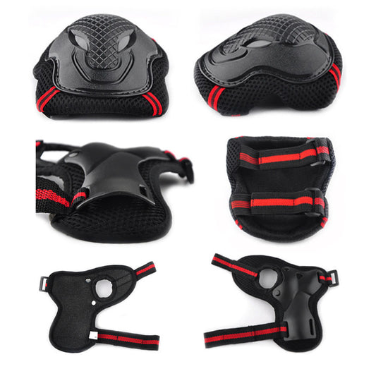 Skating Protective Gear Set – 6-Piece Elbow, Knee, and Wrist Pads for Children and Teens