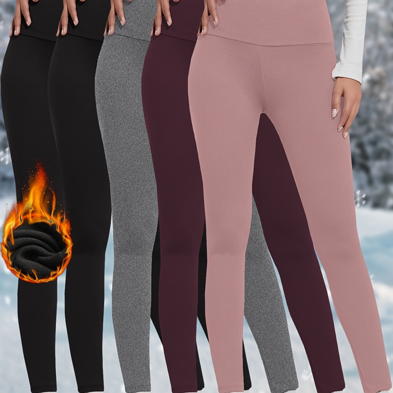 5-Pack Women's High-Waisted Thermal Leggings - Stretchy Yoga Pants