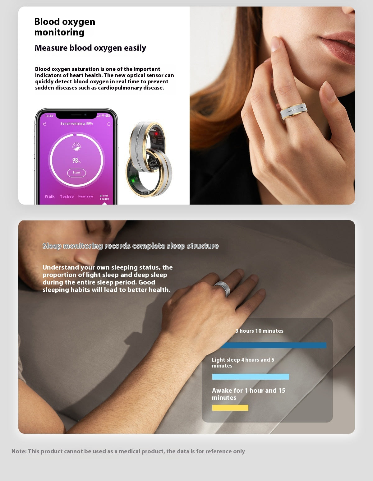 Smart Ring for Men and Women – Heart Rate, Blood Oxygen Monitor, Multi-Sport Modes, Sleep Tracker, IP68 Waterproof, Compatible with Android & iOS