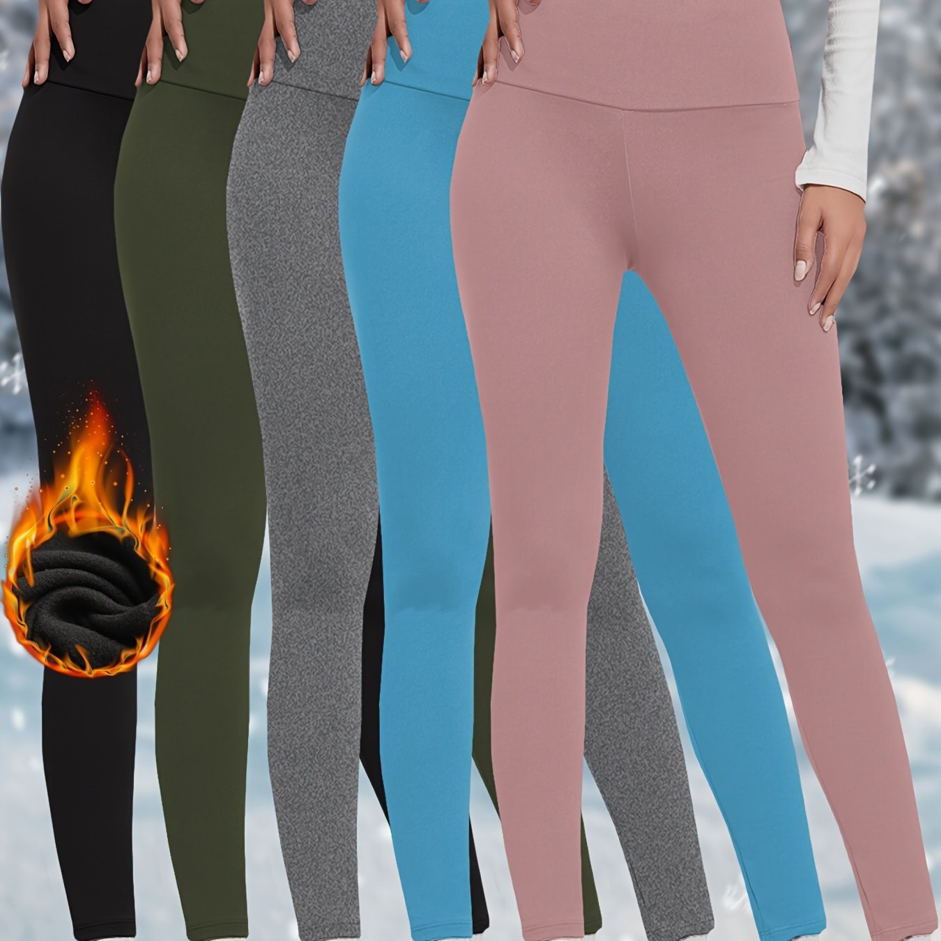 5-Pack Women's High-Waisted Thermal Leggings - Stretchy Yoga Pants