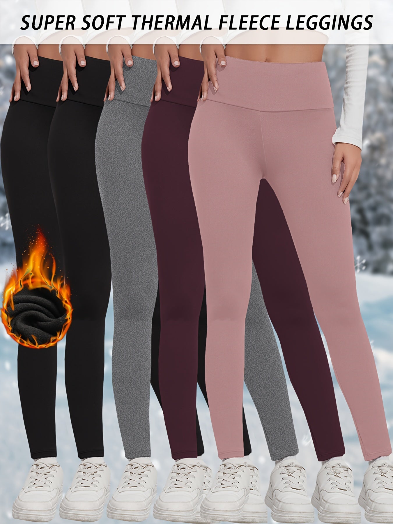 5-Pack Women's High-Waisted Thermal Leggings - Stretchy Yoga Pants