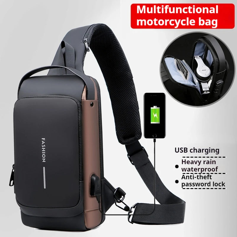 Business Crossbody Bag, Anti-theft Sling Backpack With Password Lock