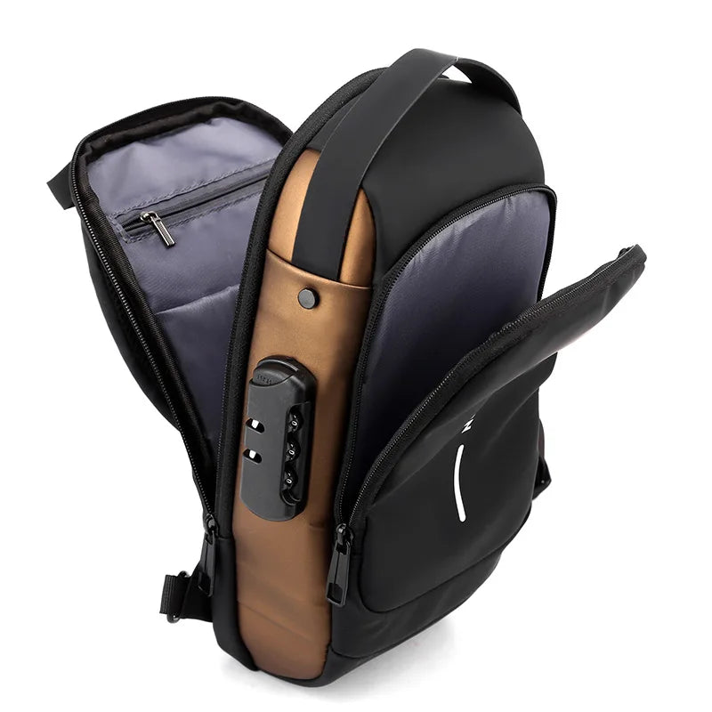 Business Crossbody Bag, Anti-theft Sling Backpack With Password Lock