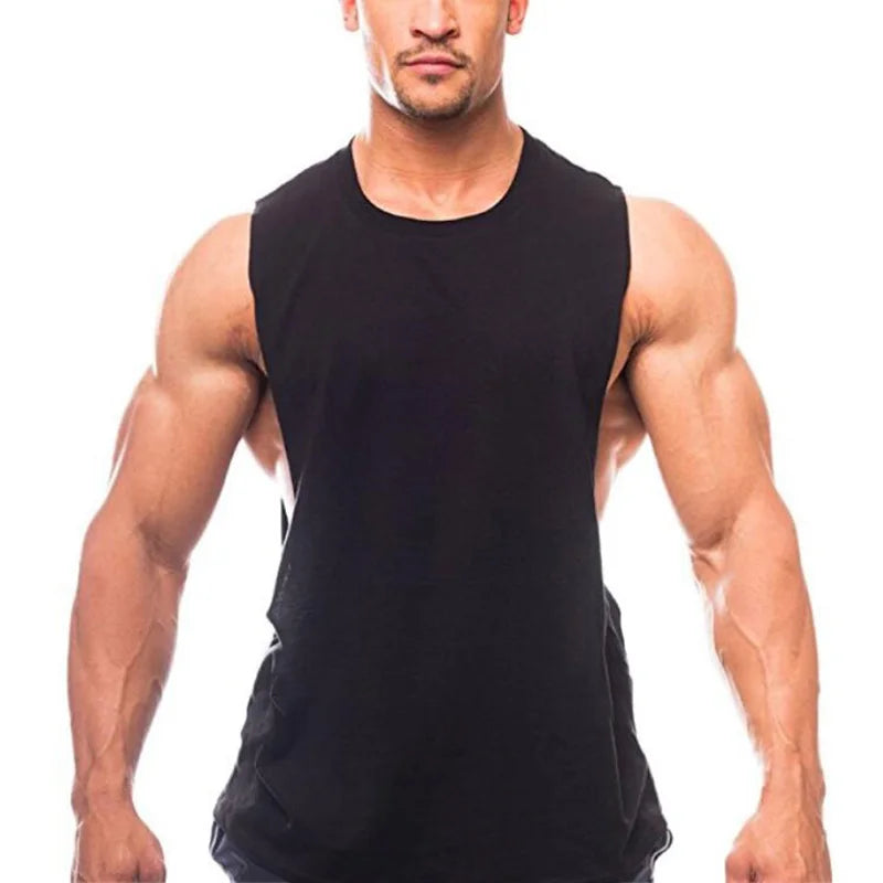 Brand Just Gym Clothing Fitness Mens Sides Cut Off T-shirts Dropped Armholes Bodybuilding Tank Tops Workout Sleeveless Vest