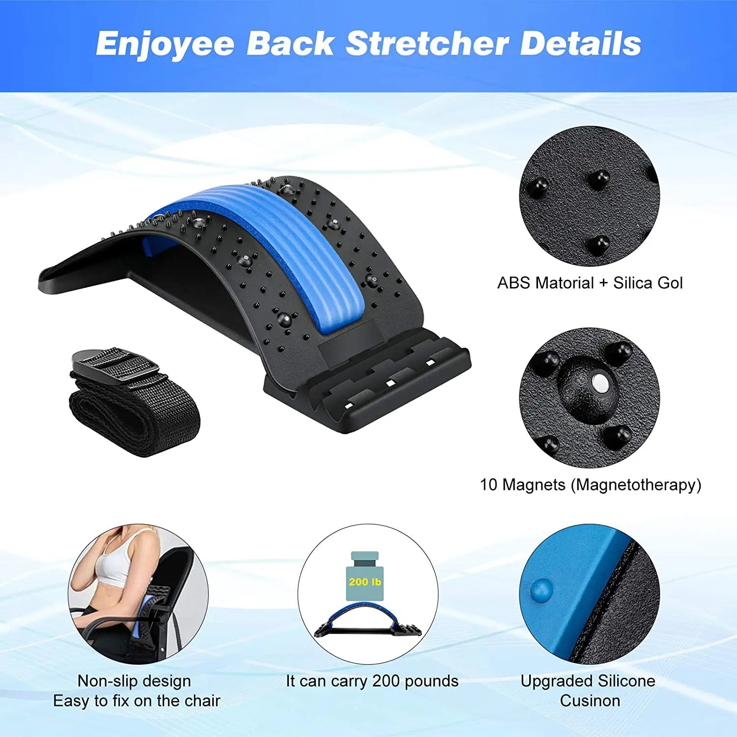 Multi-Level Back Support Massager Acupressure Points, Posture Corrector for Pain Relief