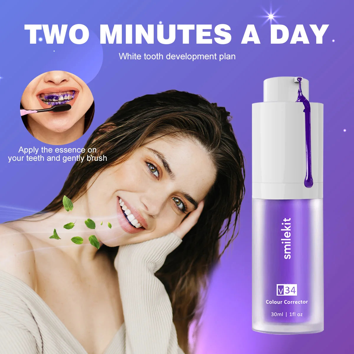 Teeth Whitening Purple Toothpaste Smile Kit: Reduce Yellowing and Brighten Your Oral Care Routine