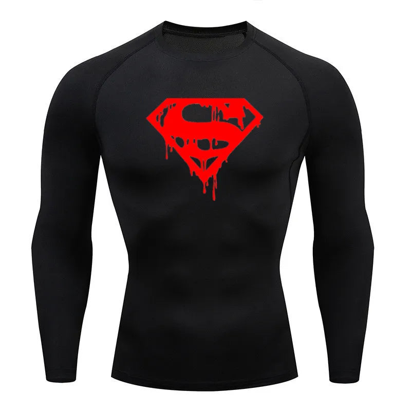 Rashguard Super T-Shirt Men's Short Sleeve Compression Tight Fitness Gym Sports Digital Printing Running Tracksuit Hero Jerseys