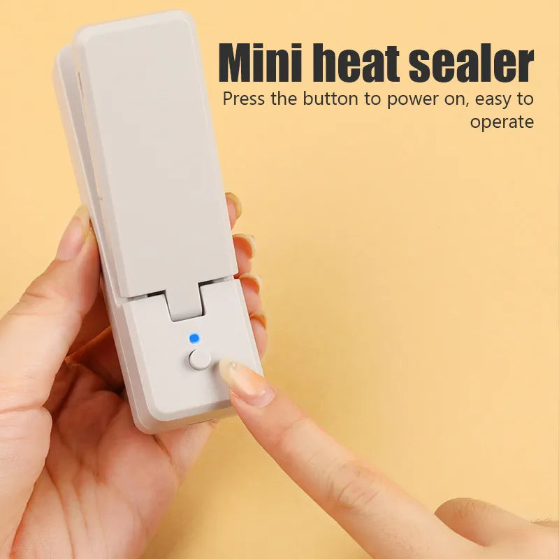2 IN 1 USB Chargable Mini Bag Portable Sealer Heat Sealers With Cutter Knife