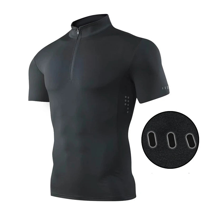 Summer Sport Shirt Quick Dry Compression Running t Shirt Men Breathable Fitness Bodybuilding Shirts Tights Top Man Gym Clothing