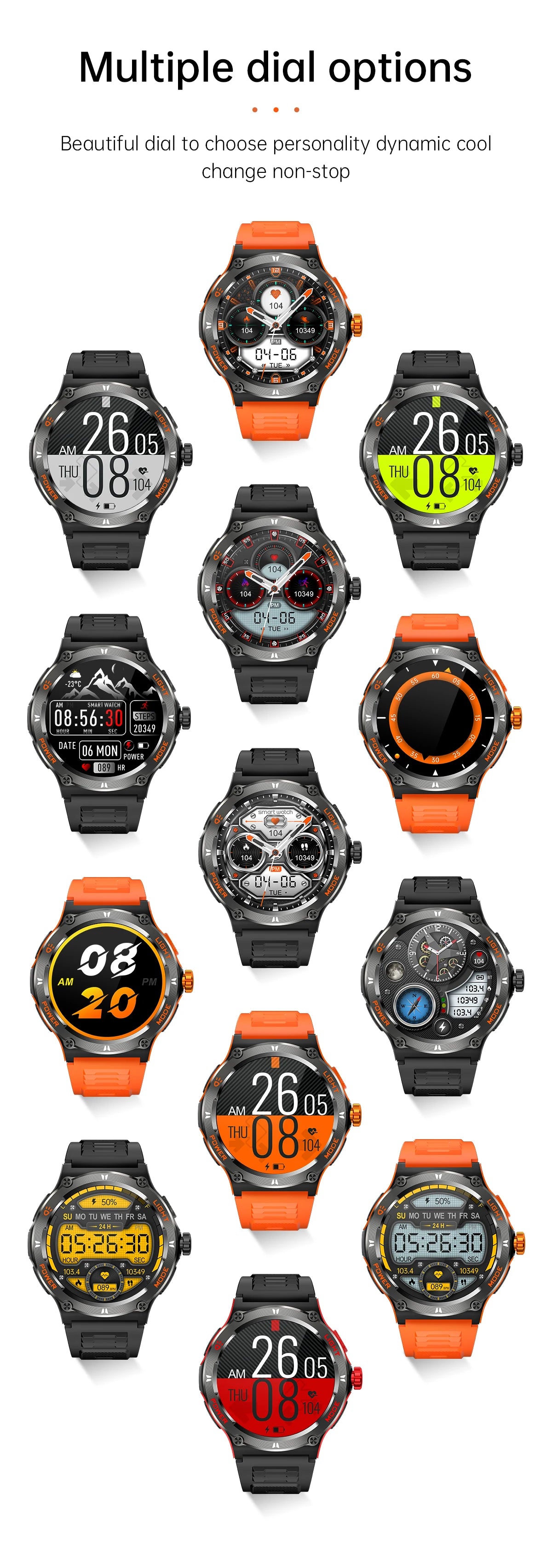 2024 New Rugged Military Smart Watch for Huawei Xiaomi – AMOLED Display