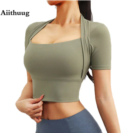 Yoga Shirt | Fake Two-Pieces Right Angle Shoulder Shirts