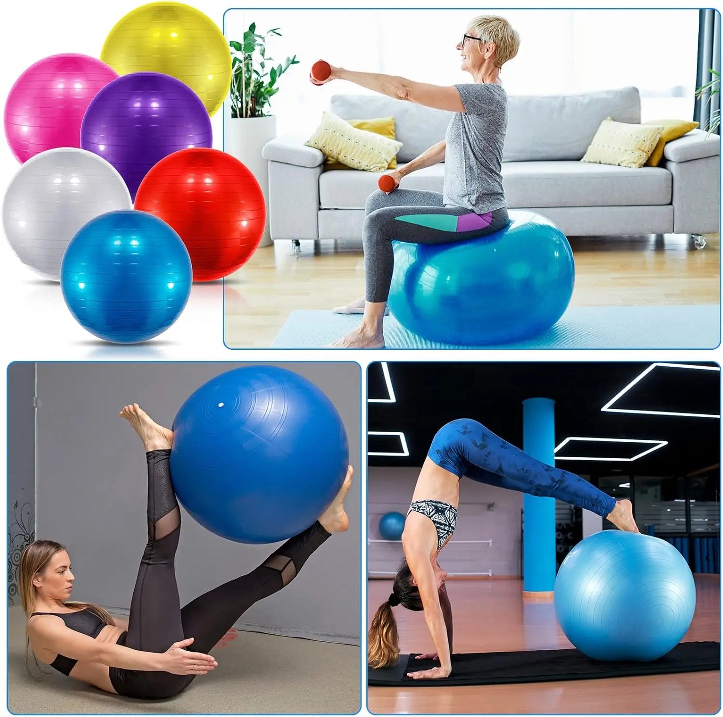 Yoga Ball Workout Stability Swiss Ball for Home & Office