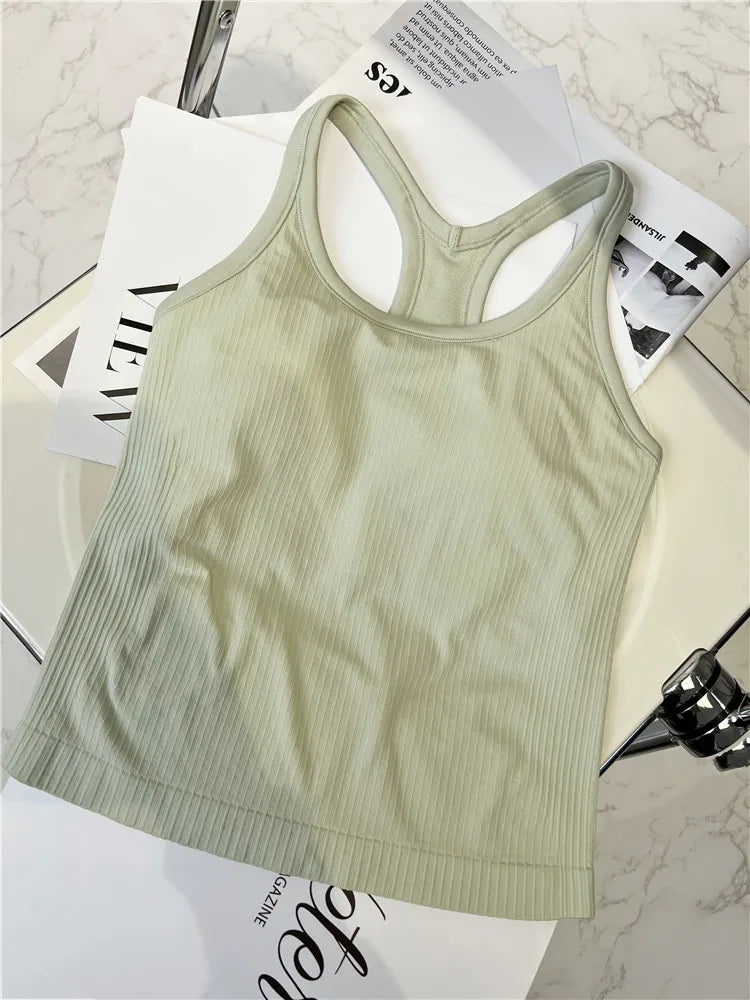 Women Longline Inner Padded Racerback Crop Tank Tops