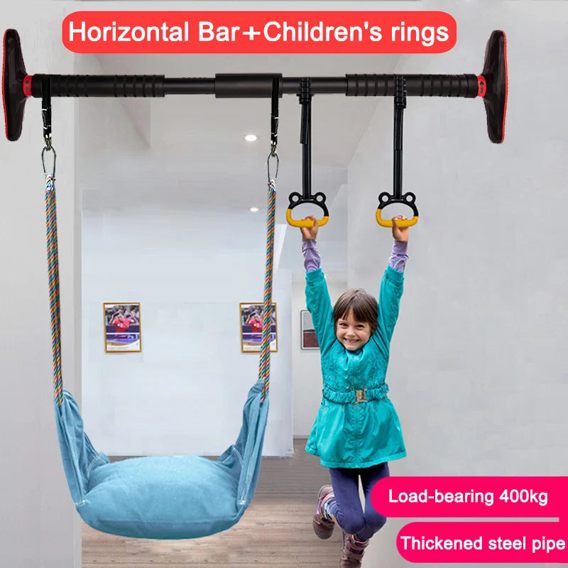 Adjustable Pull-Up Bar & Fitness Ring Set | 140-180cm Wall-Mounted Bodybuilding Equipment for Home Workouts