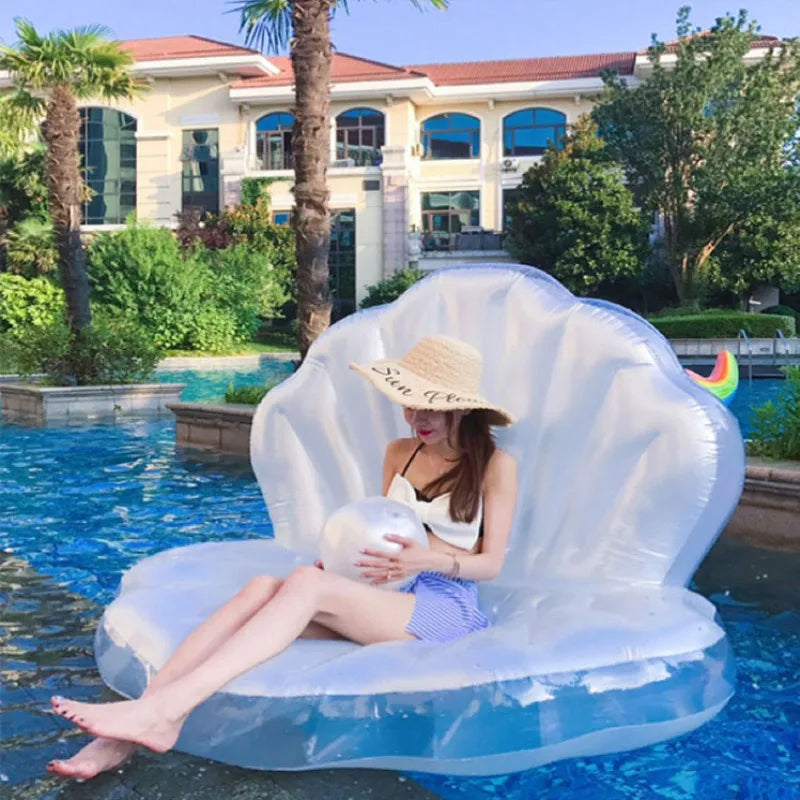 Seashell with Pearl Ball Giant Inflatable Swimming Pool Float: Summer Fun for All Ages!