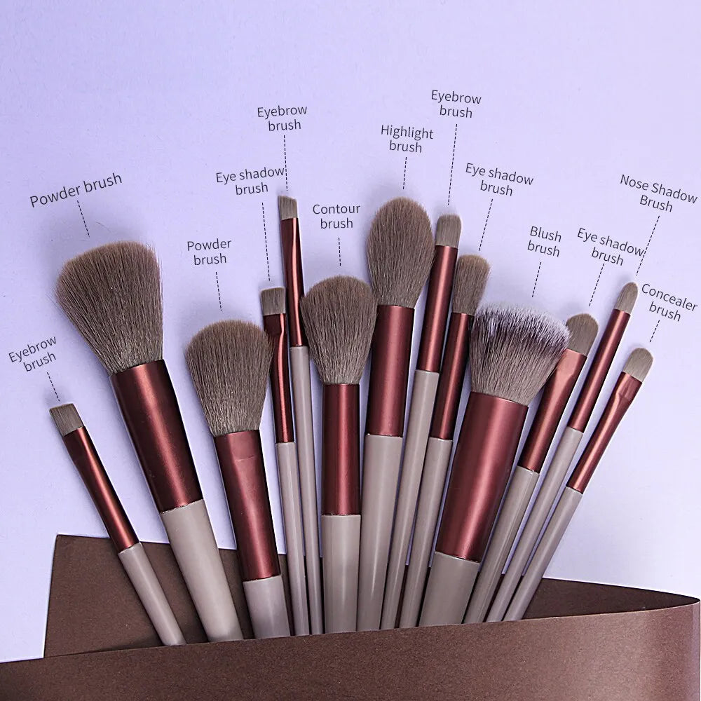 13-Piece Deluxe Makeup Brush Set - Versatile Beauty Tools for Flawless Foundation, Eyeshadow & Blush Application