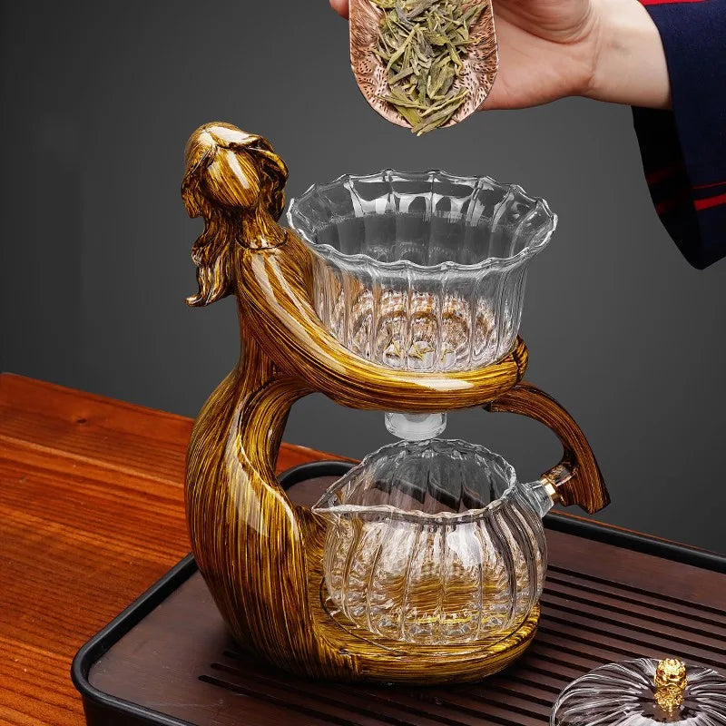 Elegant Glass Teapot Holder Base - Resin Base for Heat-Resistant Tea Ware Set