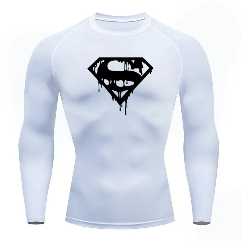 Rashguard Super T-Shirt Men's Short Sleeve Compression Tight Fitness Gym Sports Digital Printing Running Tracksuit Hero Jerseys