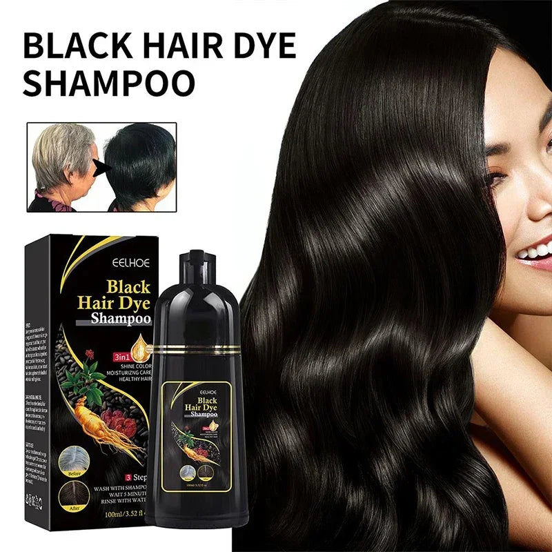 3-in-1 Natural Herbal Hair Dye Shampoo - 100ml Instant Gray Coverage for Men & Women