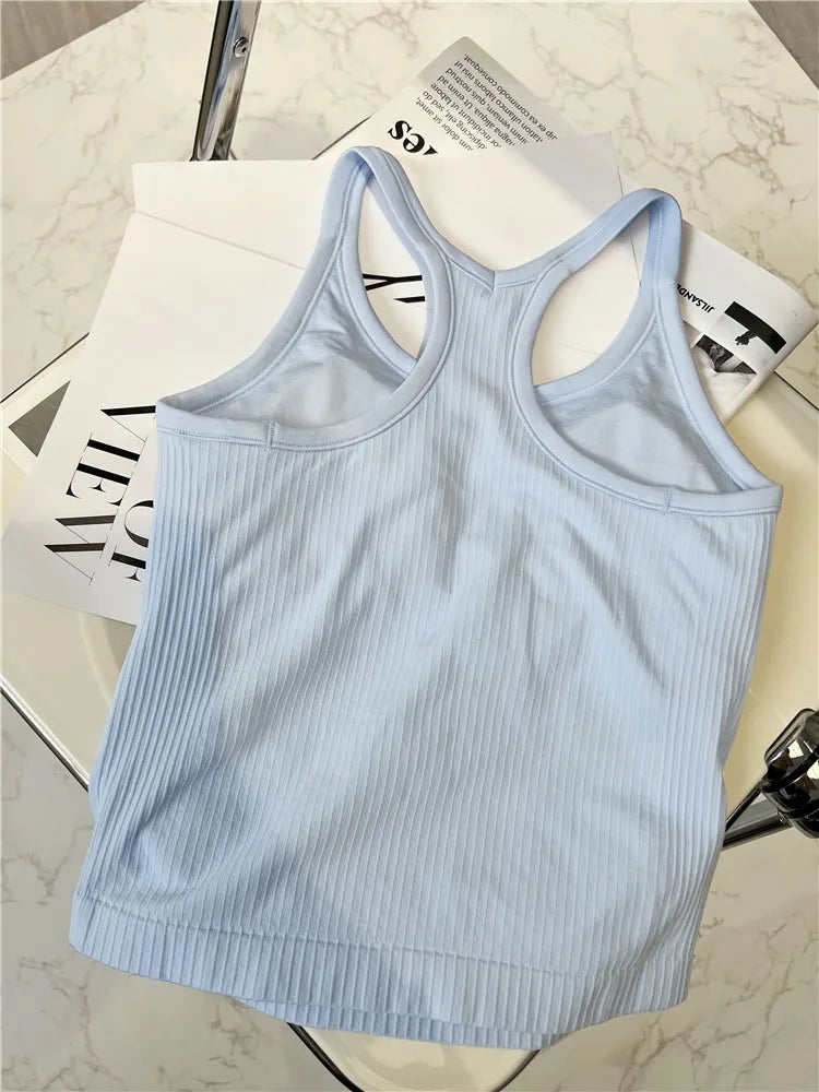 Women Longline Inner Padded Racerback Crop Tank Tops