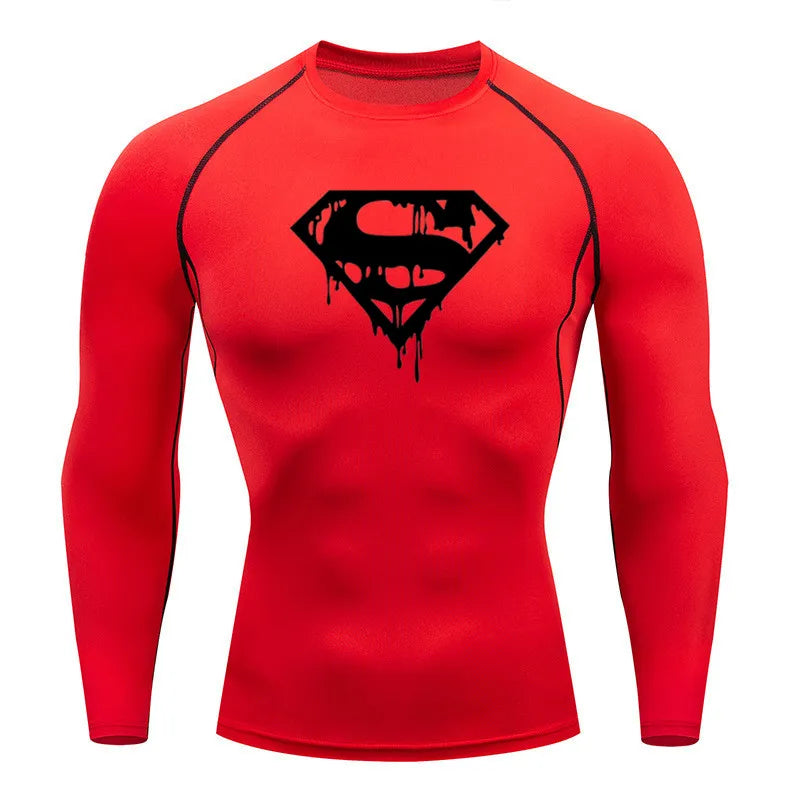 Rashguard Super T-Shirt Men's Short Sleeve Compression Tight Fitness Gym Sports Digital Printing Running Tracksuit Hero Jerseys