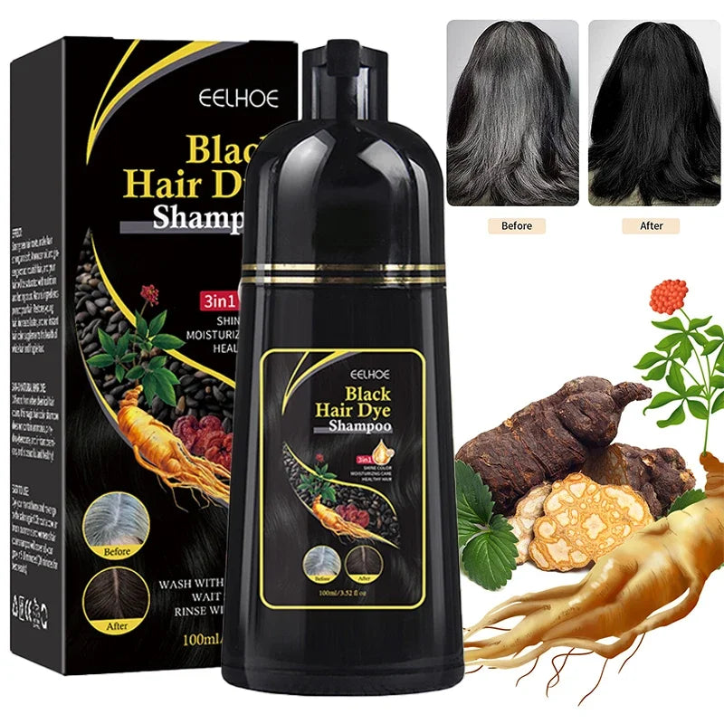 3-in-1 Natural Herbal Hair Dye Shampoo - 100ml Instant Gray Coverage for Men & Women