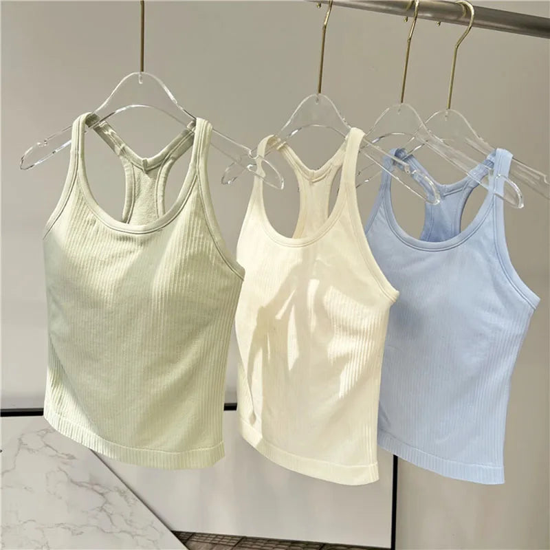 Women Longline Inner Padded Racerback Crop Tank Tops