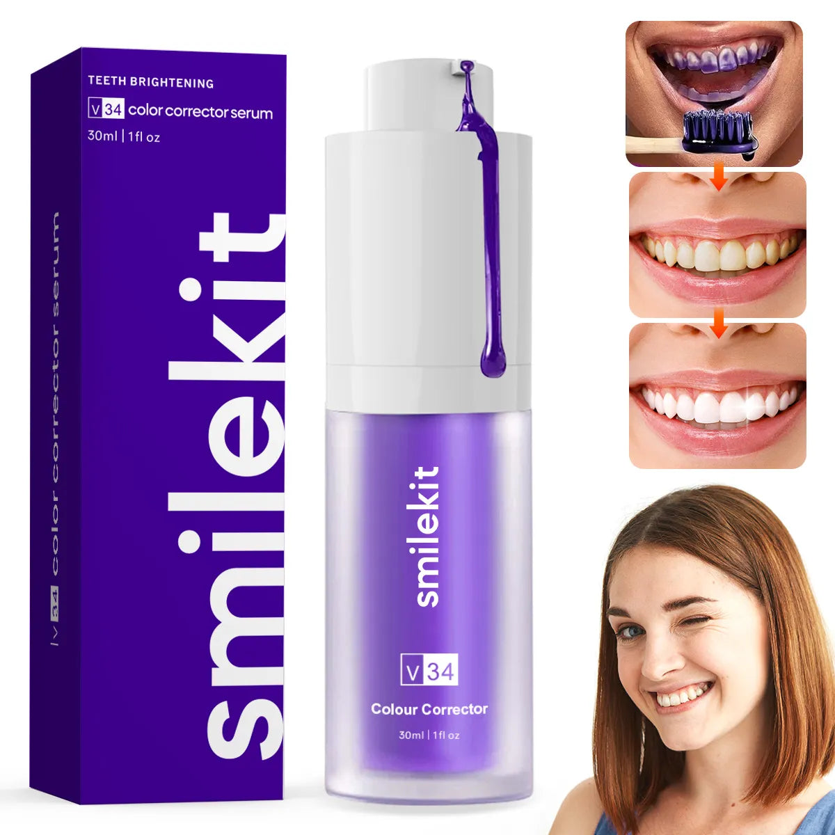 Teeth Whitening Purple Toothpaste Smile Kit: Reduce Yellowing and Brighten Your Oral Care Routine