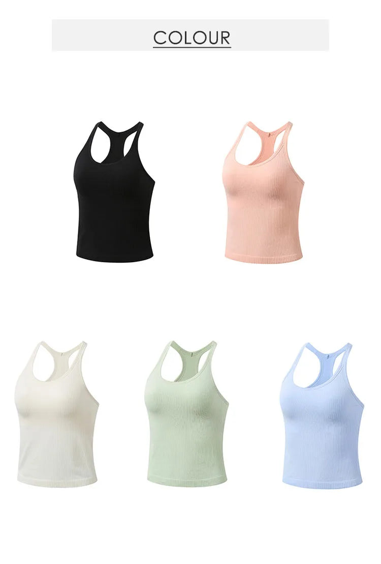 Women Longline Inner Padded Racerback Crop Tank Tops