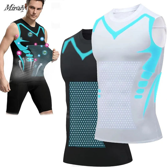 Ionic Shaping Vest for Men – Ice-Silk Slimming Body Shaper Compression Shirt