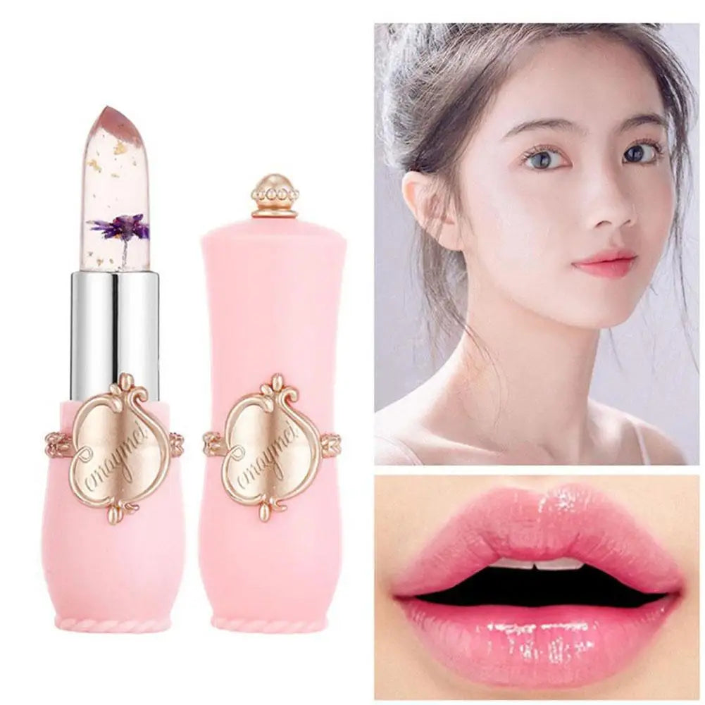 Crystal Clear Flower Jelly Lip Balm Lipstick Kit - 6Pcs/Box