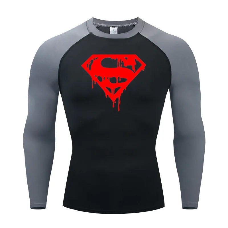 Rashguard Super T-Shirt Men's Short Sleeve Compression Tight Fitness Gym Sports Digital Printing Running Tracksuit Hero Jerseys