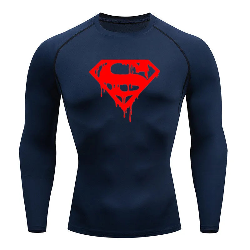 Rashguard Super T-Shirt Men's Short Sleeve Compression Tight Fitness Gym Sports Digital Printing Running Tracksuit Hero Jerseys