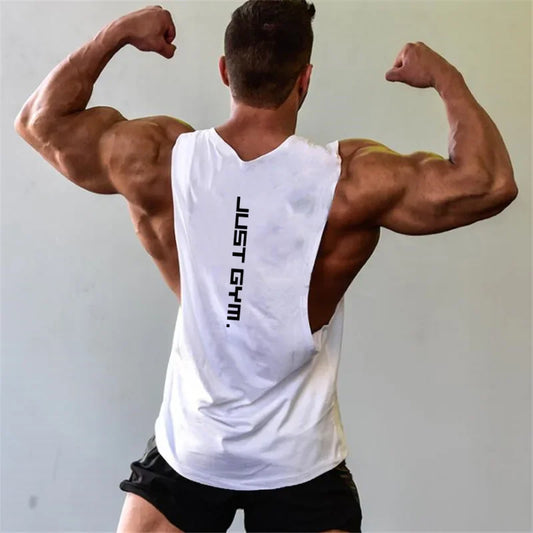 Brand Just Gym Clothing Fitness Mens Sides Cut Off T-shirts Dropped Armholes Bodybuilding Tank Tops Workout Sleeveless Vest