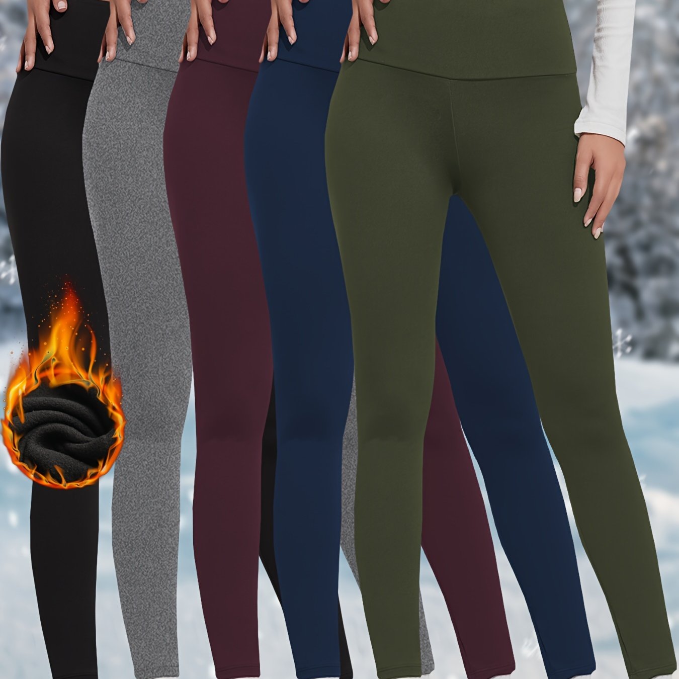 5-Pack Women's High-Waisted Thermal Leggings - Stretchy Yoga Pants