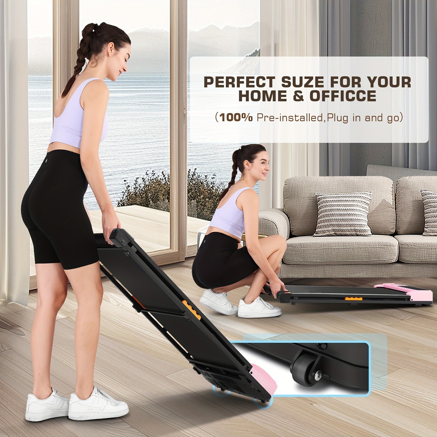 Under Desk Treadmill - 2.5HP Walking Pad with Remote Control